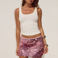 CHELLA SEQUIN MINI SKIRT - PINK