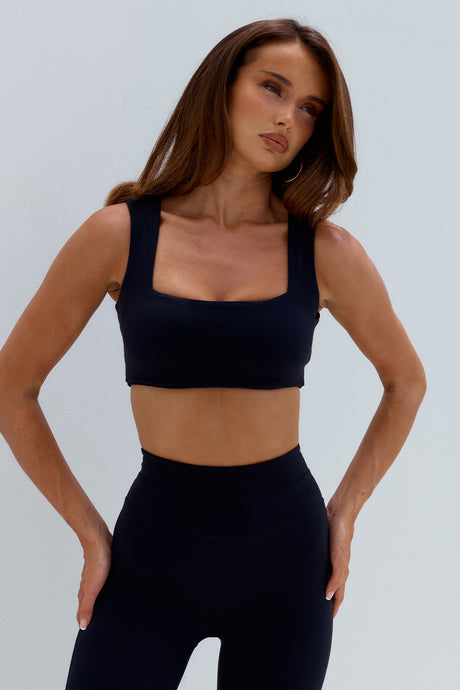 CHLOE SQUARE NECK CROP TOP - BLACK