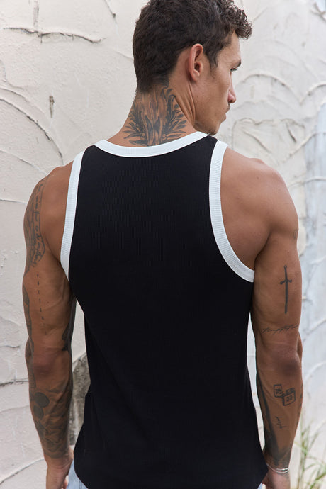 CHRIS RIBBED TANK - BLACK/OFF WHITE