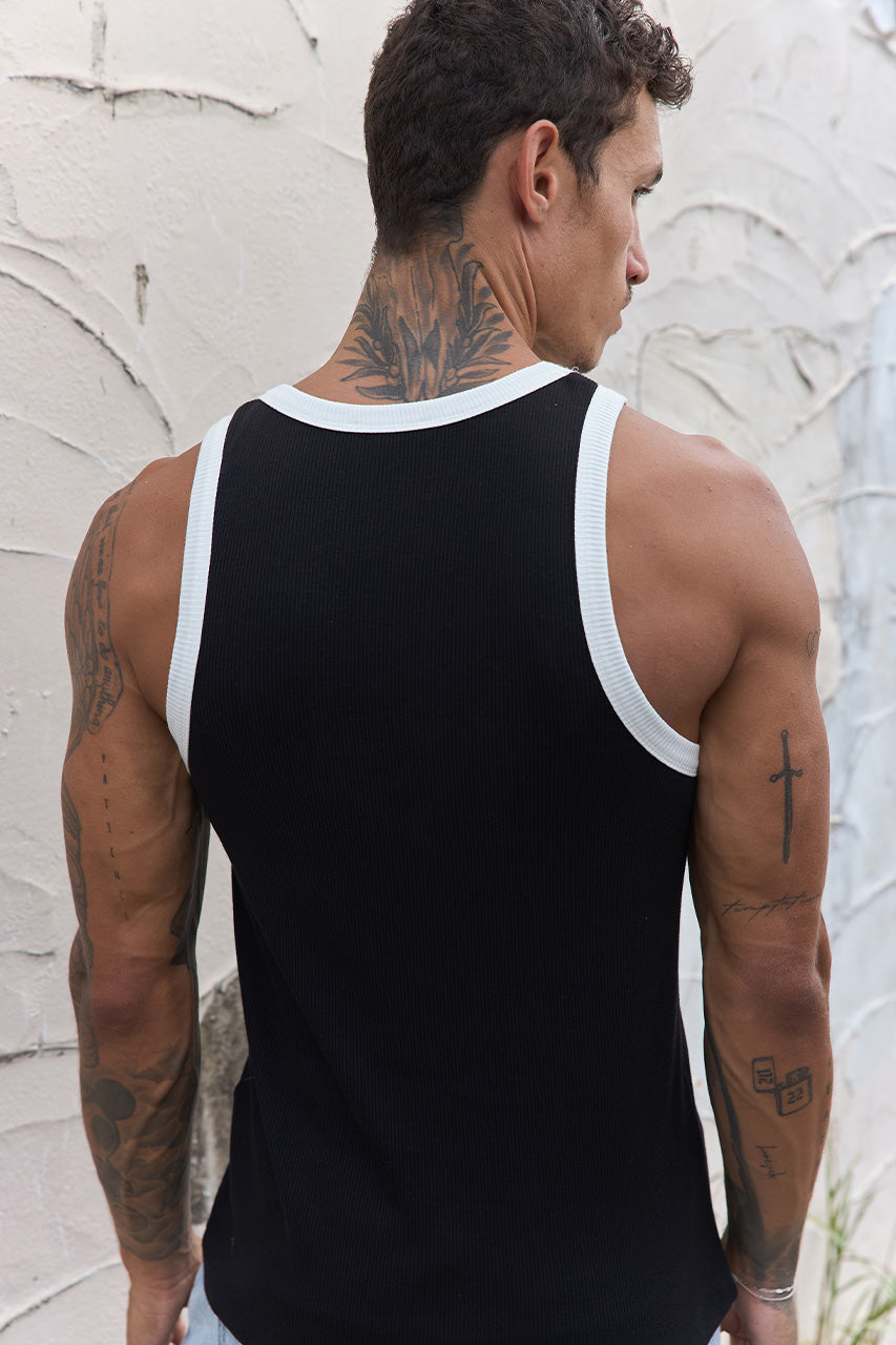 CHRIS RIBBED TANK - BLACK/OFF WHITE - CHRISRIBBEDTANK-BLACK_OFFWHITE-7