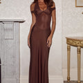 CICELY HALTER MAXI DRESS - CHOCOLATE