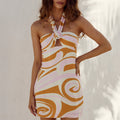 CLAIRE HALTER MINI DRESS - RITALI SWIRL PINK