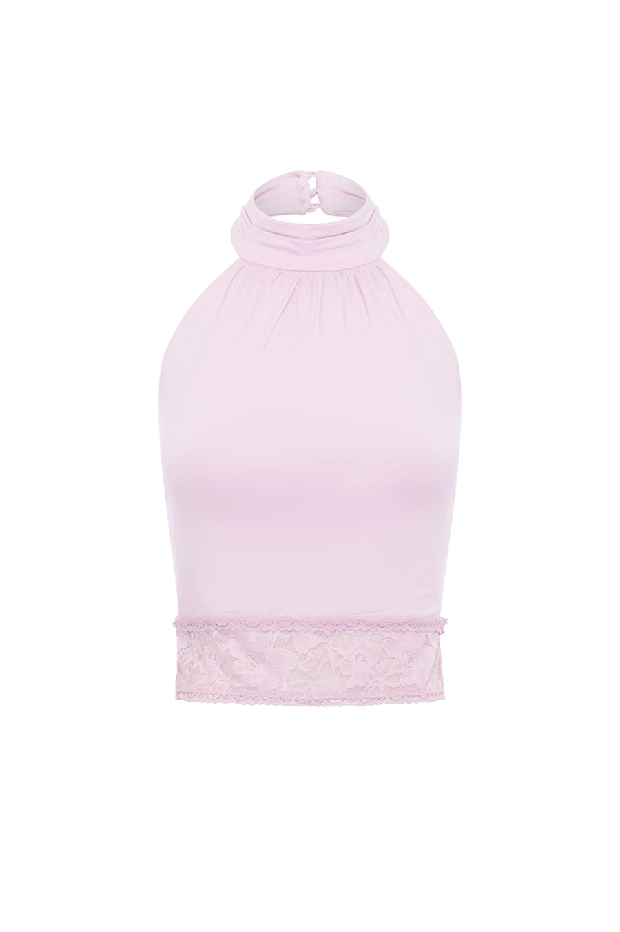 CLAUDIA HALTER LACE HEM TOP - PINK - CLAUDIAHALTERLACEHEMTOP-PINK