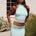 CLAUDIA HALTER LACE HEM TOP - AQUA
