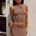 CLAUDIA HALTER LACE HEM TOP - MOCHA
