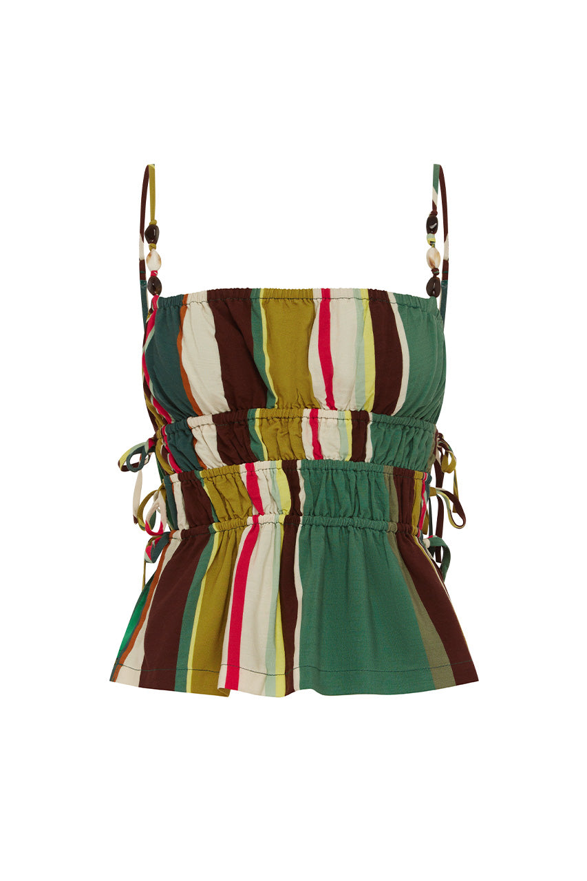 CLINTON TIE SIDE SHIRRED CAMI TOP - ESTELLA MULTI XXL - CLINTONTIESIDESHIRREDCAMITOP-ESTELLAMULTI