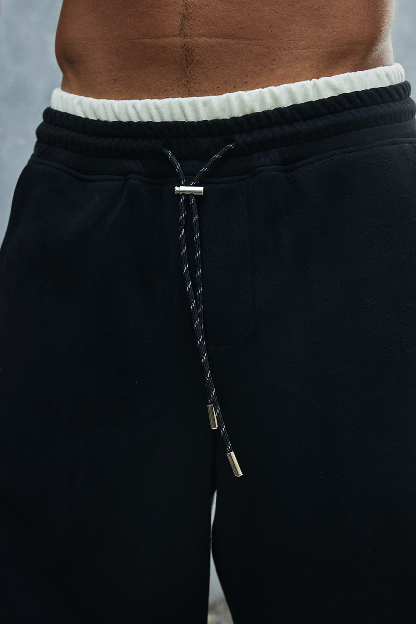 CODY WIDE LEG SWEATPANTS - BLACK