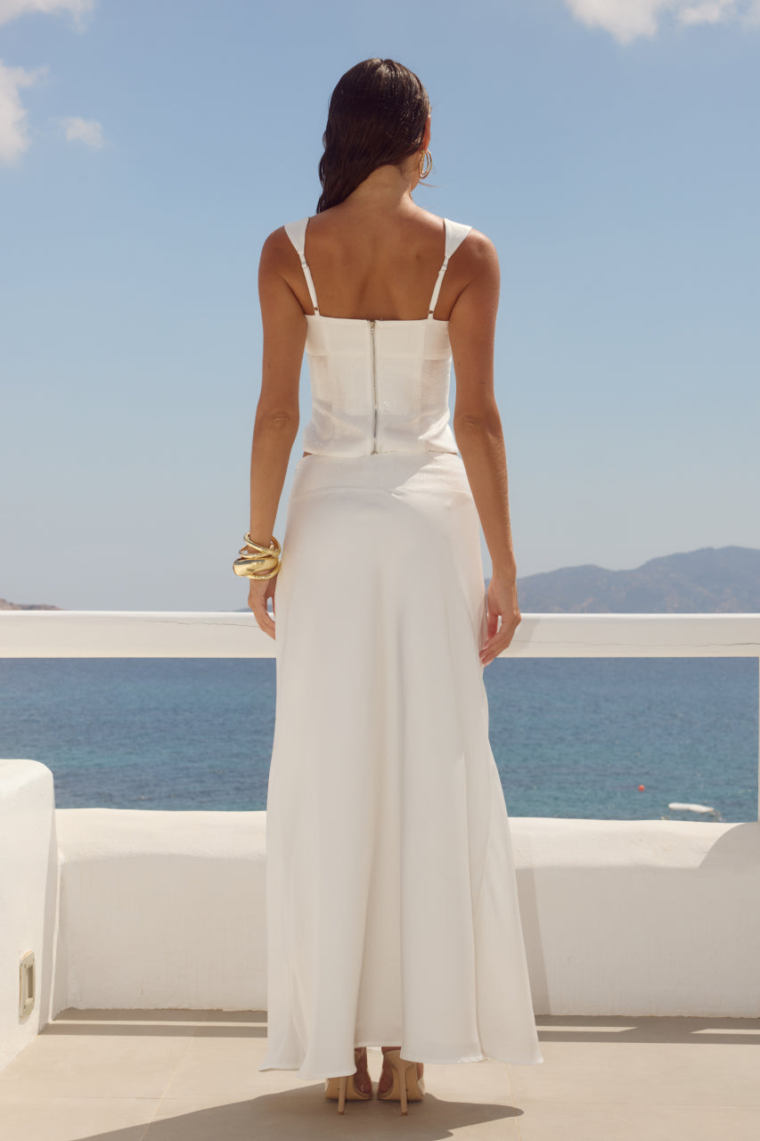 MEDINA RUCHED SEQUIN TOP - OFF WHITE