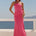 ALOLA HALTER RUCHED MAXI DRESS - HOT PINK