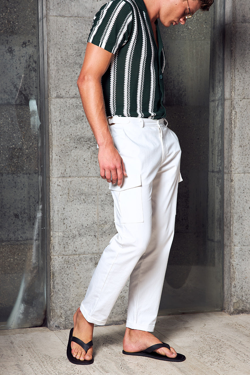 CRUISE TAPERED CARGO PANT - WHITE