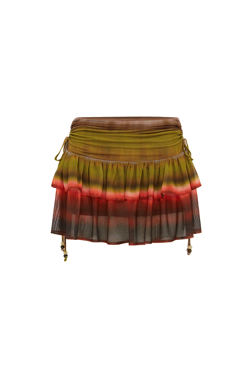 DANIELLA RUCHED RUFFLE MINI SKIRT - ANABELL RED - DANIELLARUCHEDRUFFLEMINISKIRT-ANABELLRED