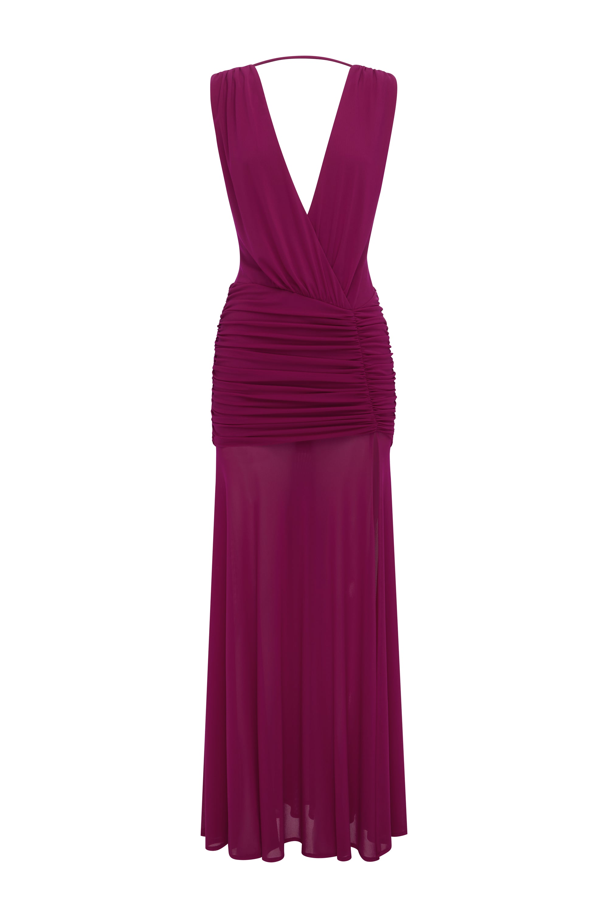 DESERAE LOW PLUNGE MAXI DRESS - FUCHSIA - DESERAELOWPLUNGEMAXIDRESS