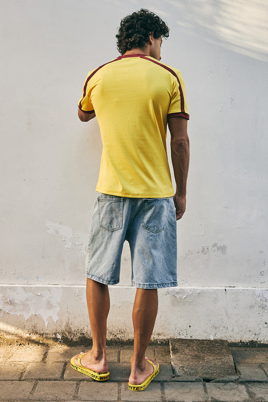 DINO SHORT SLEEVE T-SHIRT - YELLOW/WINE - DINOSHORTSLEEVET-SHIRT-YELLOWWINE-1
