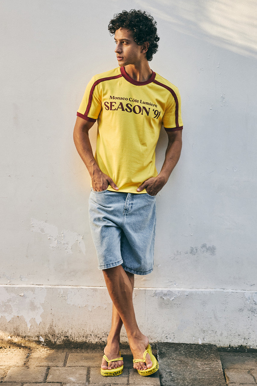 DINO SHORT SLEEVE T-SHIRT - YELLOW/WINE - DINOSHORTSLEEVET-SHIRT-YELLOWWINE-2