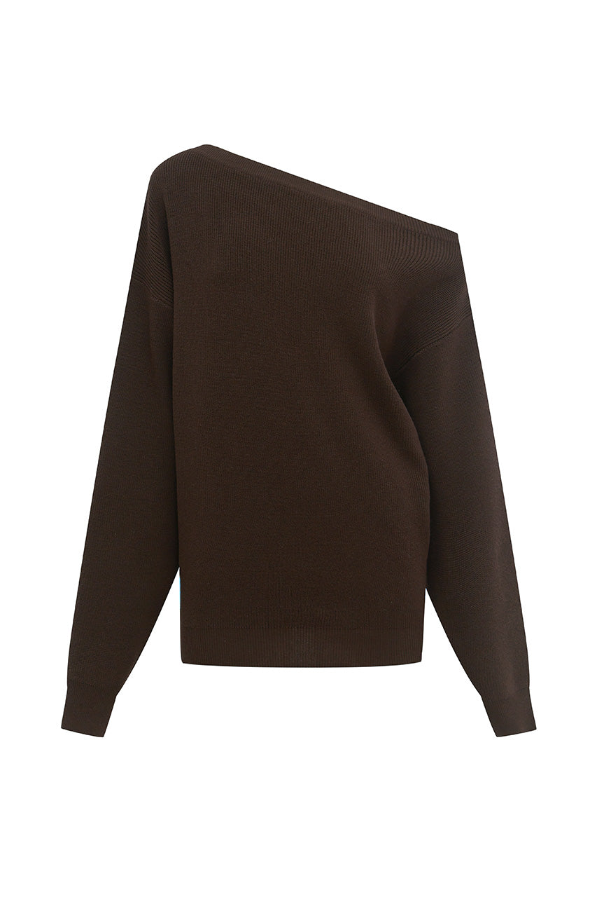 DIONNE OFF SHOULDER KNIT SWEATER - CHOCOLATE - DIONNEOFFSHOULDERKNITSWEATER-CHOCOLATE-7
