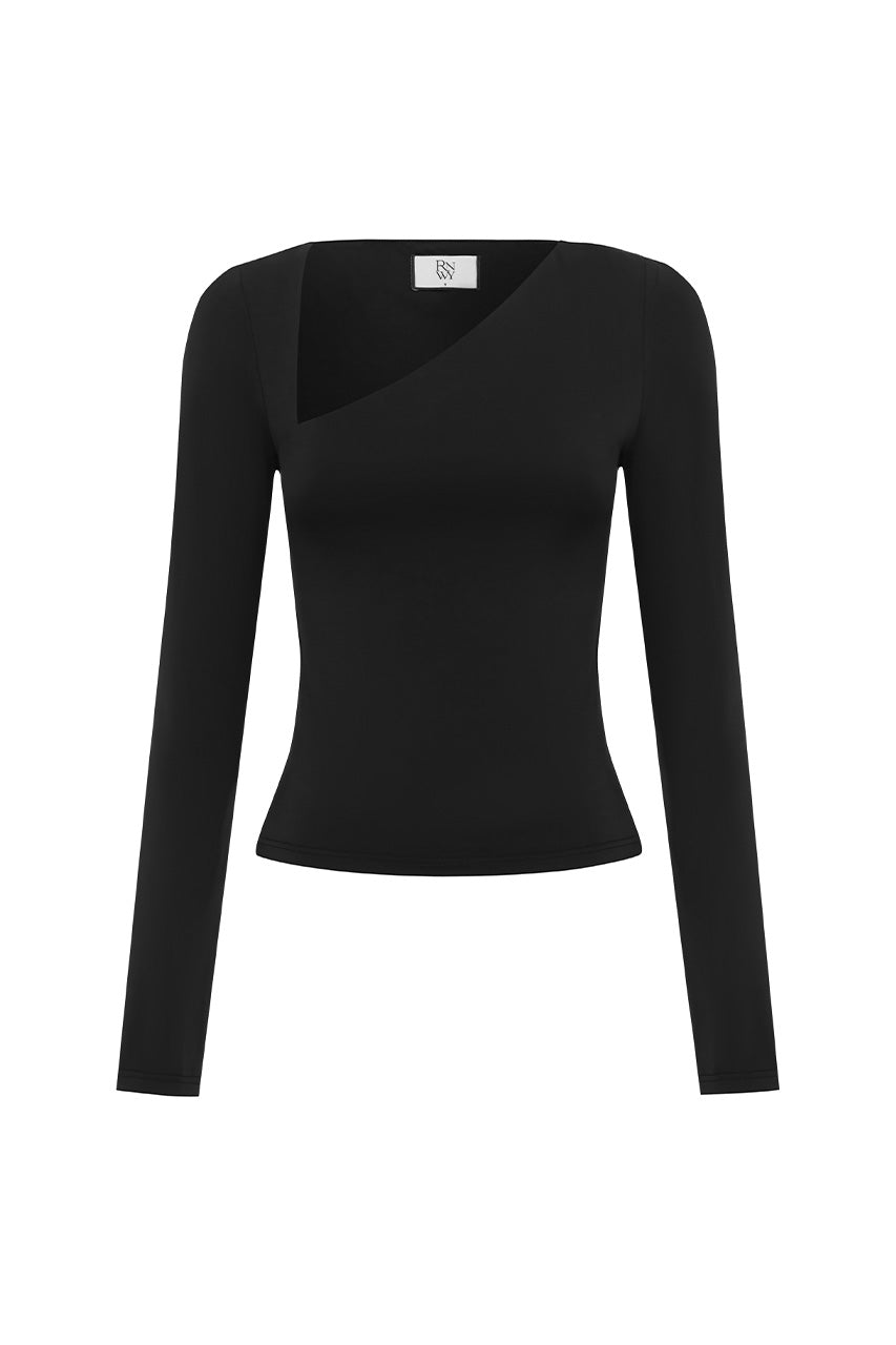 DONELLA CUTOUT LONG SLEEVE TOP - BLACK - DONELLACUTOUTLONGSLEEVETOP-BLACK