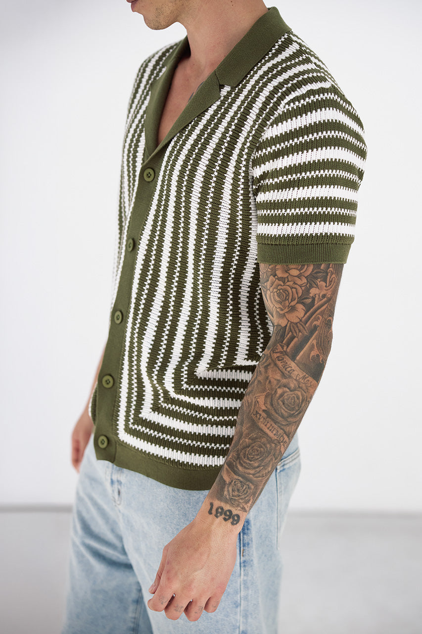 DORIAN SHORT SLEEVE SHIRT - KHAKI/WHITE - DORIANSHORTSLEEVESHIRT-KHAKIWHITE-2