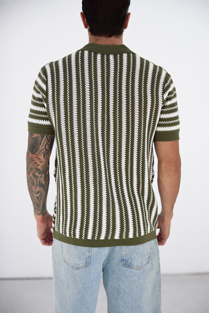 DORIAN SHORT SLEEVE SHIRT - KHAKI/WHITE - DORIANSHORTSLEEVESHIRT-KHAKIWHITE-4