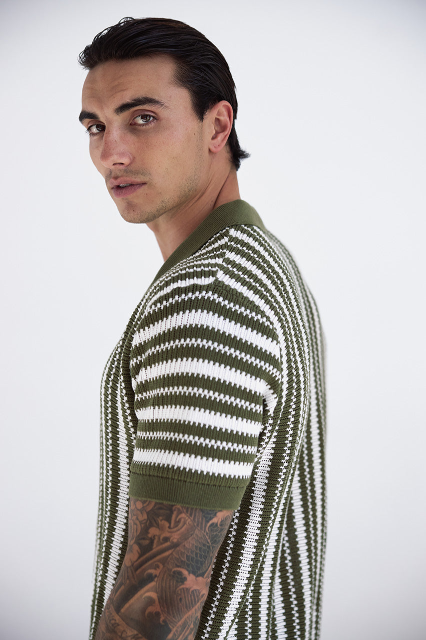 DORIAN SHORT SLEEVE SHIRT - KHAKI/WHITE - DORIANSHORTSLEEVESHIRT-KHAKIWHITE-5