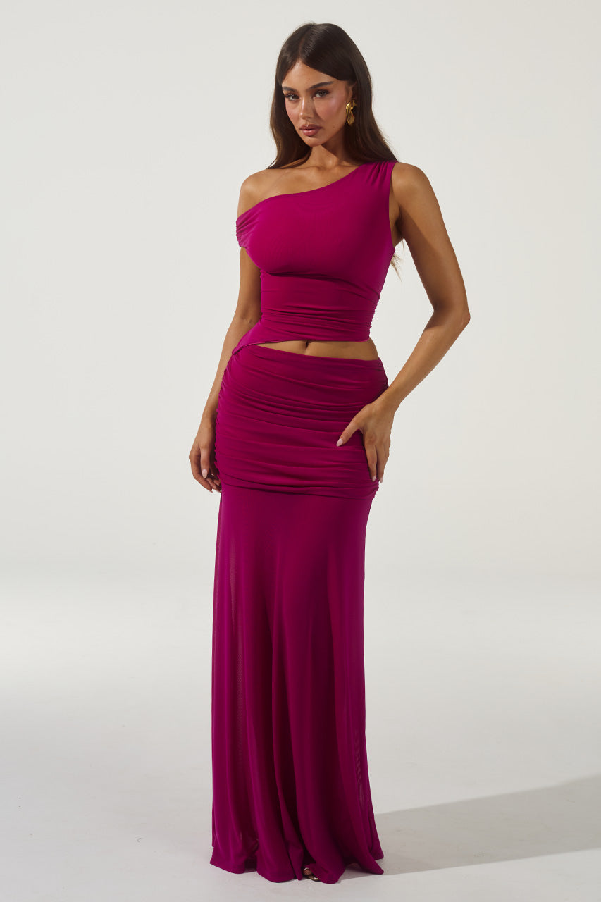 DREW ASYMMETRICAL NECK MAXI DRESS - BERRY XXL - DREWASYMMETRICALNECKMAXIDRESS-BERRY-2