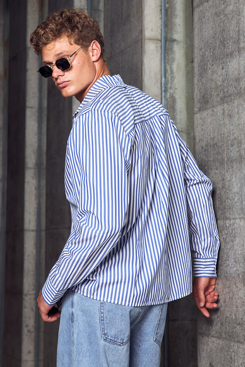 DREW LONG SLEEVE SHIRT - NAVY STRIPE - DREWLONGSLEEVESHIRT-NAVYSTRIPE-2