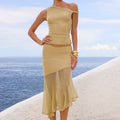 ELAINE FLOUNCE MIDI SKIRT - GOLD