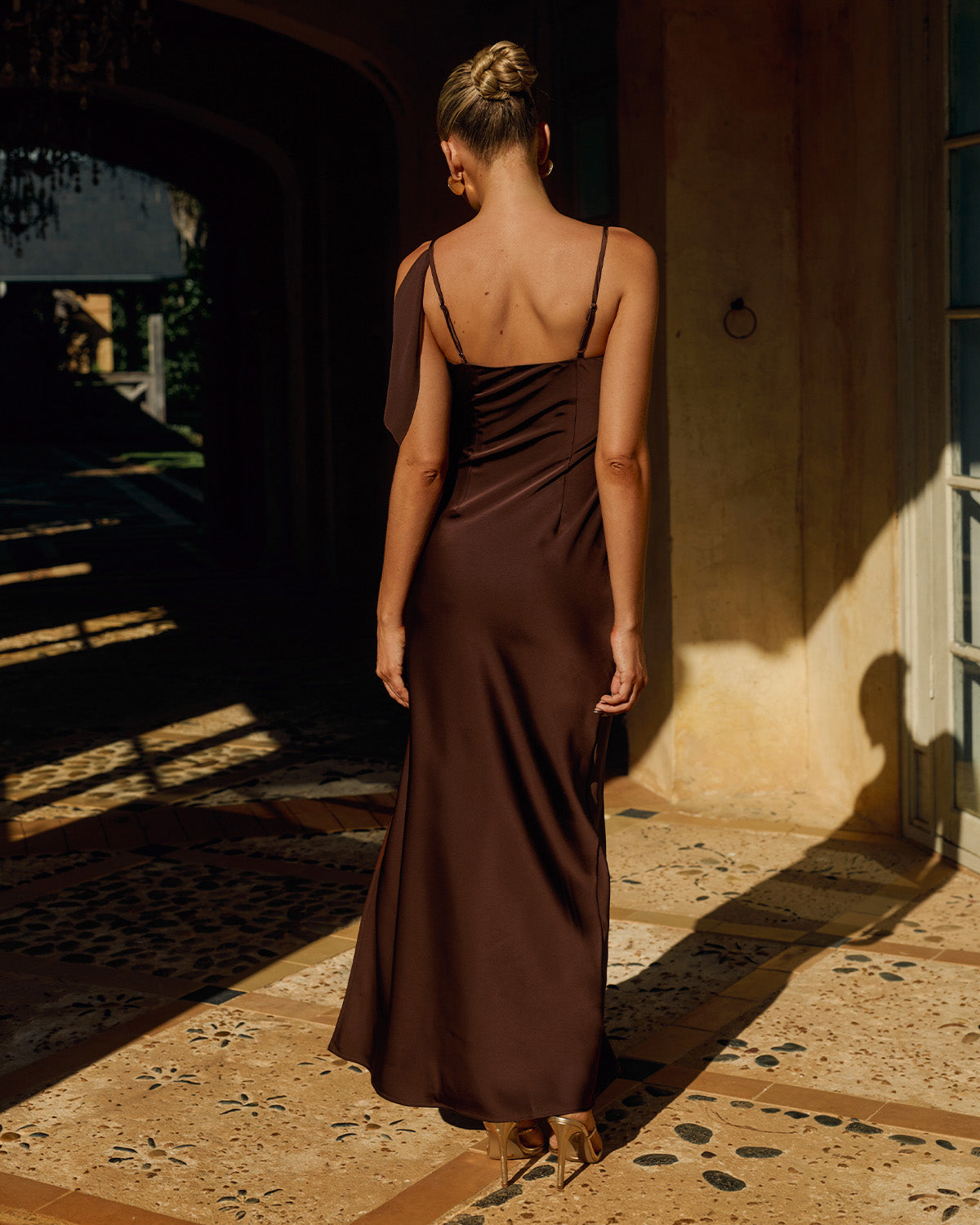 ELARA COWL MAXI DRESS - CHOCOLATE