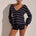 ELEONORA SLEEVED KNIT TOP - NAVY STRIPE