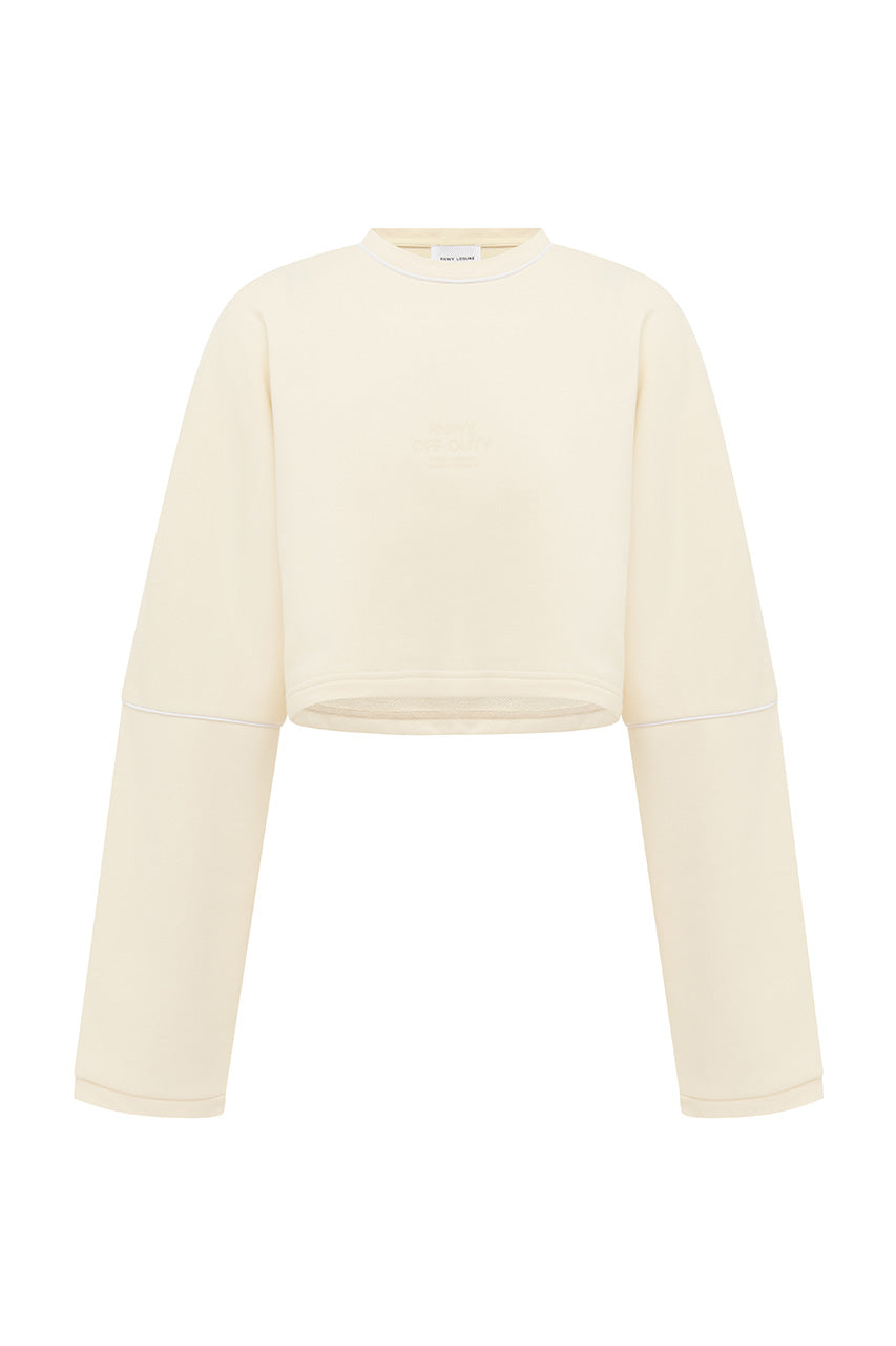 ELERI OVERSIZED LONG SLEEVE CROP TOP - BISCUIT - ELERIOVERSIZELONGSLEEVECROPTOP-BISCUIT