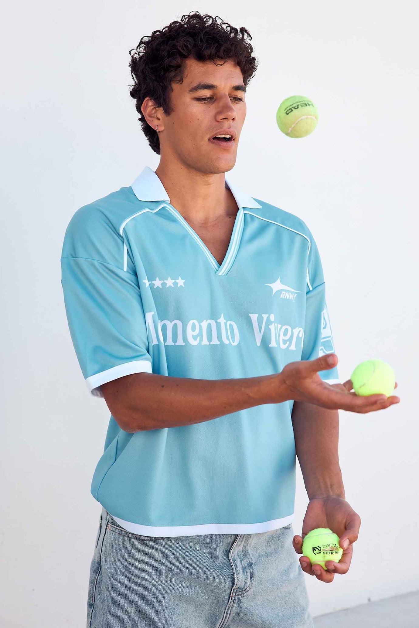 ELIA SHORT SLEEVE TOP - SKY BLUE/WHITE