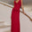ELIN DRAPED TWIST MIDI DRESS - CHERRY
