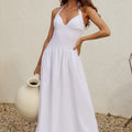 ELOISE DROP WAIST HALTER MAXI DRESS - WHITE