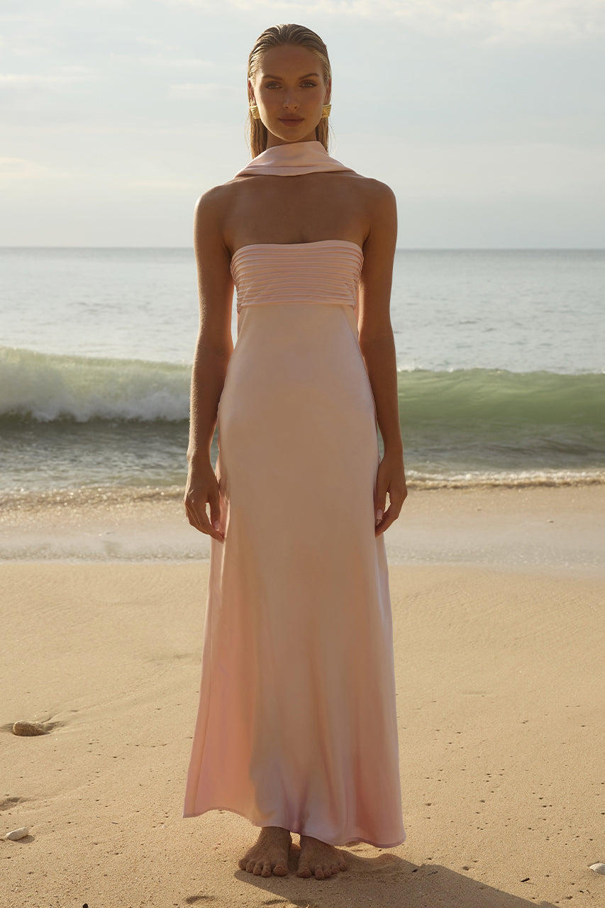 ELSA STRAPLESS SCARF MAXI DRESS - MUSK