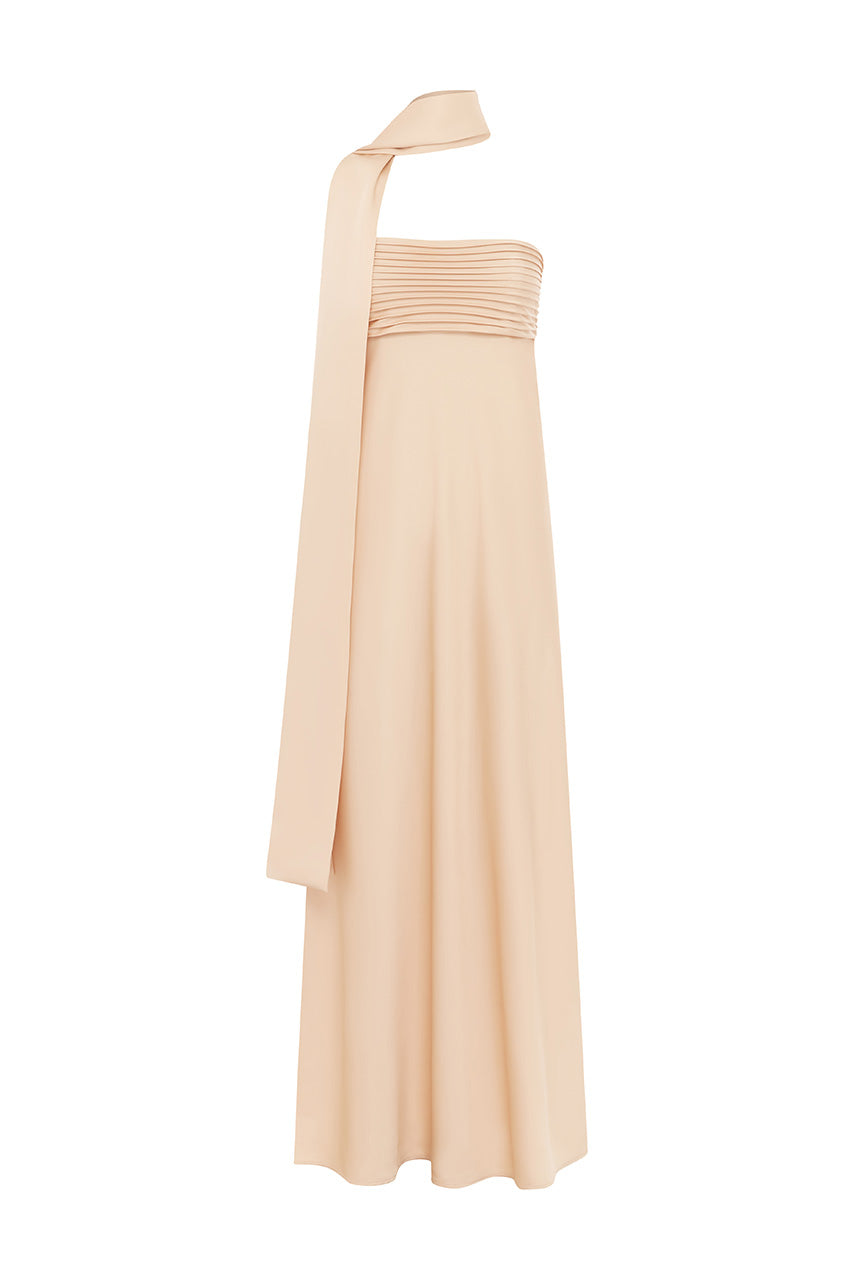 ELSA STRAPLESS SCARF MAXI DRESS - PEACH - ELSAMAXIDRESS-PEACH