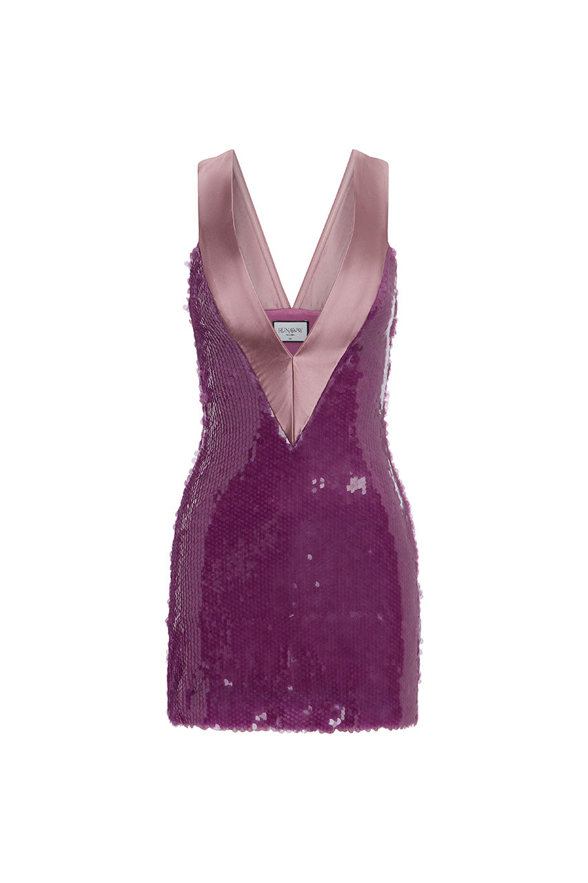 ELYSIA V-NECK SEQUIN MINI DRESS - ORCHID - ELYSIAV-NECKSEQUINMINIDRESS-ORCHID
