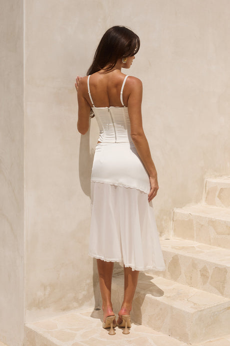 EMBERLY MIDI FLOUNCE SKIRT - WHITE