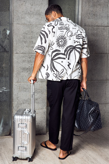 EMILE SHORT SLEEVE SHIRT - CREAM/BLACK