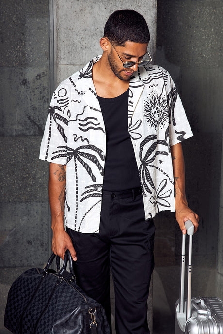 EMILE SHORT SLEEVE SHIRT - CREAM/BLACK