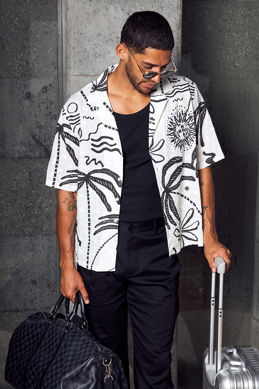 EMILE SHORT SLEEVE SHIRT - CREAM/BLACK - EMILESHORTSLEEVESHIRT-CREAMBLACK-2