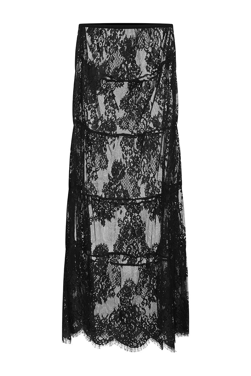 ENOLA TIERED LACE MAXI SKIRT - BLACK - ENOLATIEREDLACEMAXISKIRT-BLACK
