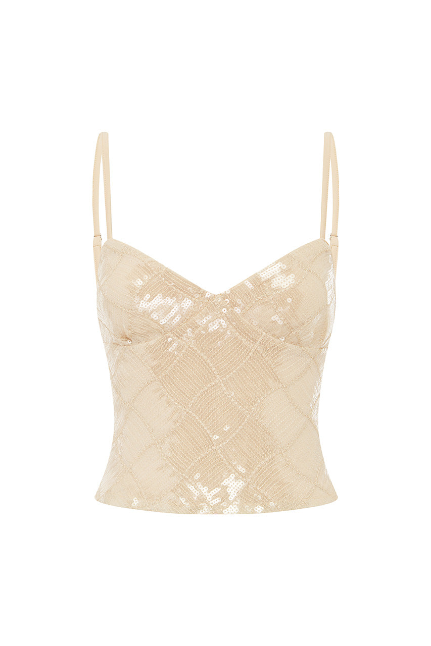 ERIS SEQUIN TOP - SAND - ERISSEQUINTOPSAND