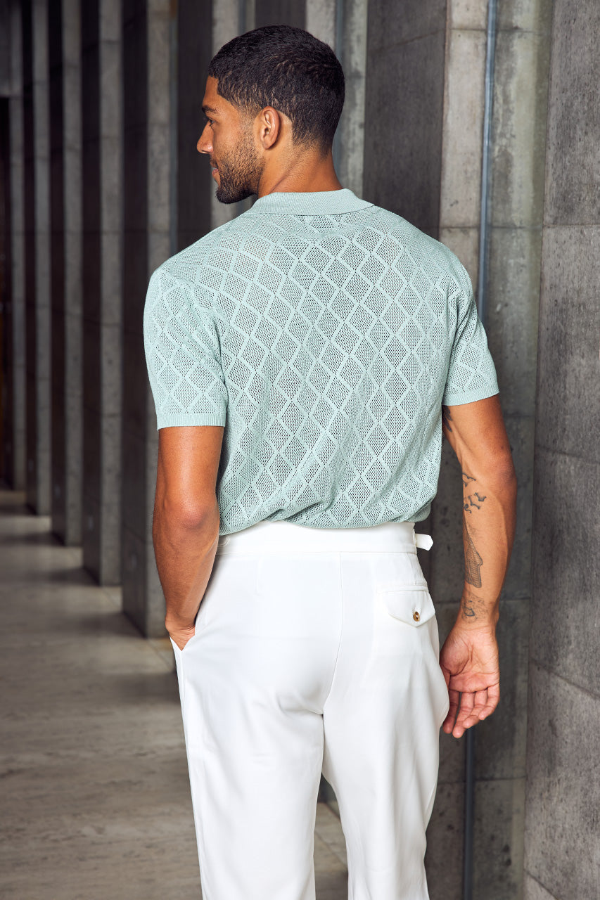 EZRA SHORT SLEEVE POLO KNIT TOP - SAGE - EZRASHORTSLEEVEPOLOKNITTOP-2