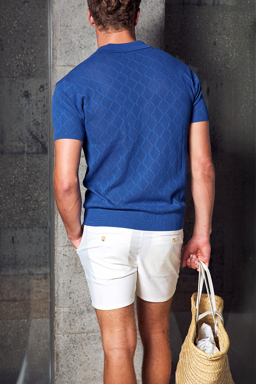 EZRA SHORT SLEEVE POLO KNIT TOP - ROYAL - EZRASHORTSLEEVEPOLOKNITTOP-ROYAL-1