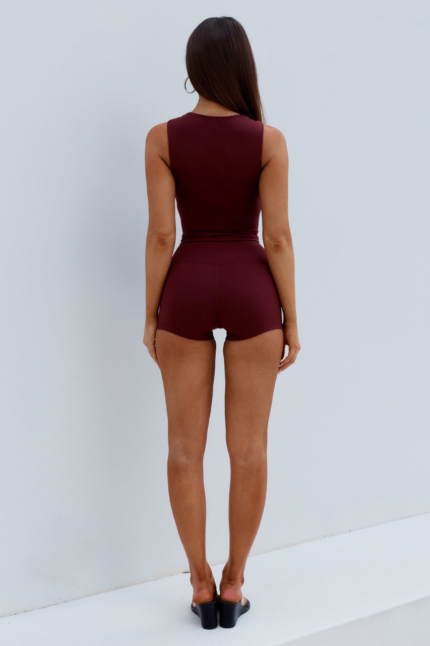 FAWN SQUARE NECK TANK TOP - CHERRY - FAWNSQUARENECKTANKTOPxCARLYHIGHWAISTEDMICROSHORTS-CHERRY-08