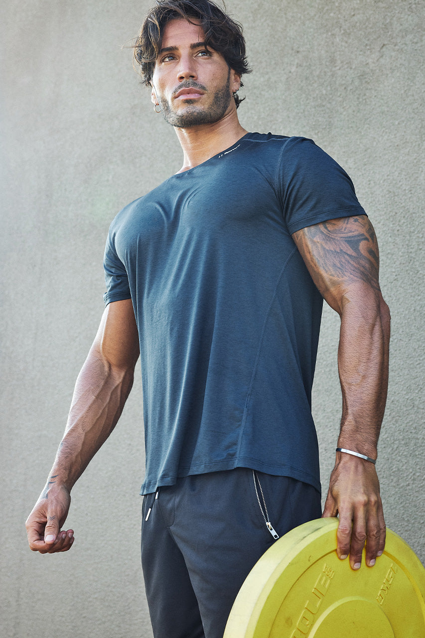 FLASH FITTED SHORT SLEEVE TOP - CHARCOAL