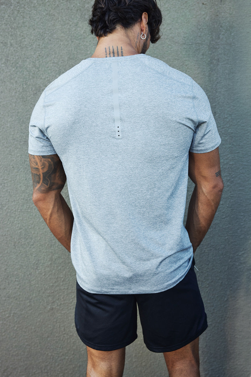 FLASH FITTED SHORT SLEEVE TOP - GREY MARLE