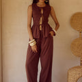 FLEUR PALAZZO PANT - CHOCOLATE
