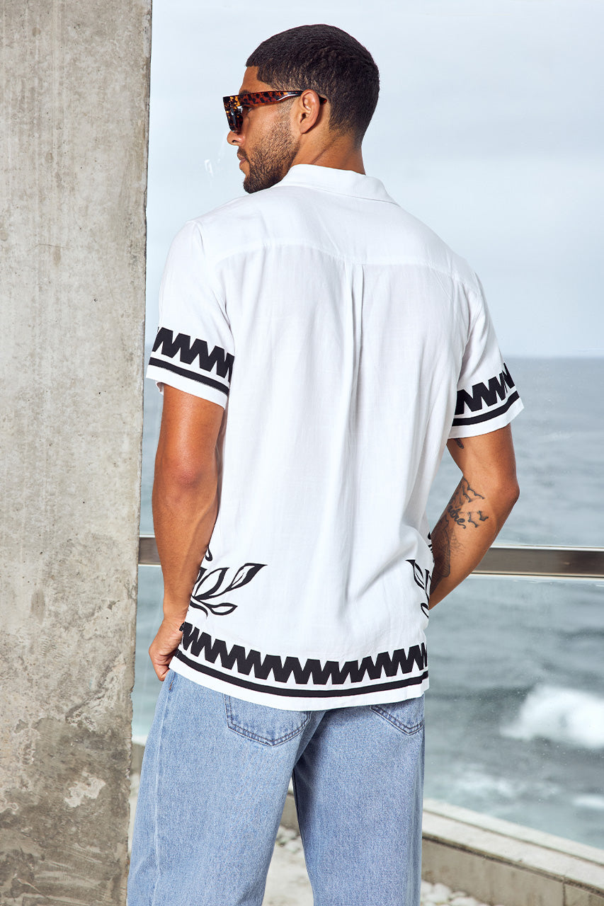 FLORIAN SHORT SLEEVE SHIRT - WHITE/BLACK - FLORIAN_SHORT_SLEEVE_SHIRT_WHITE_BLACK-1