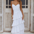 FLORRIE V-NECK TIERED MAXI DRESS - WHITE