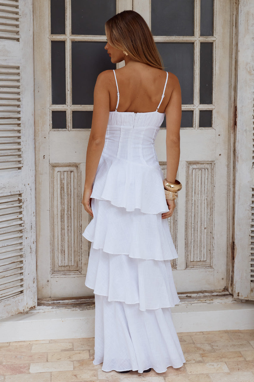 FLORRIE V-NECK TIERED MAXI DRESS - WHITE - FLORRIEV-NECKTIEREDMAXIDRESS-WHITE-5